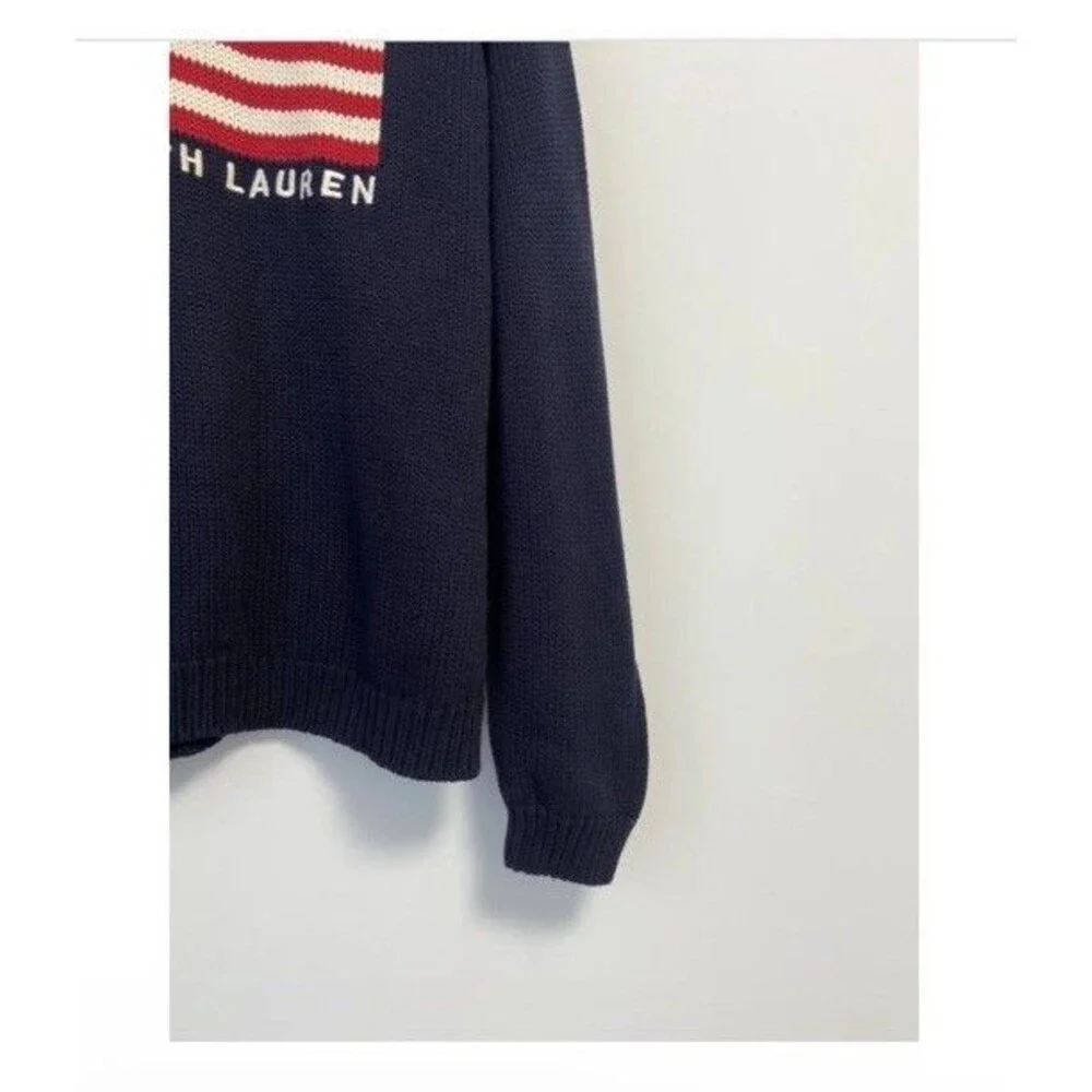 Polo Jeans Ralph Lauren USA Flag Knit Sweater Mens Size Medium American Jumper